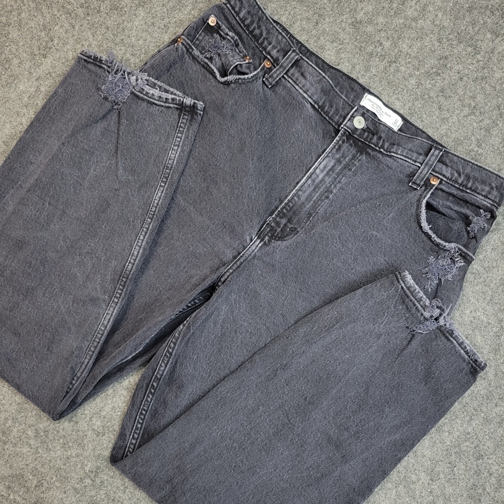 Abercrombie & Fitch Jeans Womens 33 Gray 90s Straight Ultra High Rise Y2K Boho
